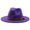 Simple femmes hommes laine Fedora chapeau avec ruban en cuir Gentleman élégant dame large bord Jazz église Panama Sombrero casquette