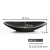 Plates Sushi Seasoning Frosted Black Durable Sturdy Japanese Sashimi Plate Retro Oval Specialty Trays Kitchen Tableware