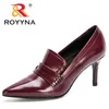 Sandaler Royyna Designers Original Top Quality Women Pumpar Point Toe Thin Heels klänning Sko fina läder bröllopskor feminimo 230714