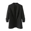 Women's Suits Spring 2023 Casual Curled Sleeve Lapel Small Blazer Blouse