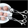 Ice Cream Tools Meatball Scoop Ball Maker Mold Stainless Steel Baller Tongs Non-Stick Meatballs Makers Cookie Scoops Kitchen Cooking Dhkea