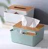 Tissue Dozen Servetten Tissue Box Met Bamboe Deksel Opslagcontainer voor gezichtstissues Tissue Box Cover Papieren opslaghouder Servetcontainer Servethoes R230714