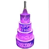 LOGO personalizzato LED Luminoso Happy Birthday Cake Bottle Presenter bottiglia Glorifier Holder VIP per Party Lounge Bar NightClub