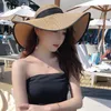 Wide Brim Hats Fashion Folable Women's Sun Protection Straw Hat Floppy Summer UV Beach Cap Lady Travel