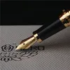 Fountain Pens Hero 979 Square Cap Metal Pen Golden Plates Clip Fine Nib 0 5mm Fashion Writing Ink for Office Business 230713