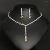 Collier boucles d'oreilles ensemble HIBRIDE brillant cubique zircone 2 pièces élégant Long pendant goutte gland mariage mariées pour les femmes N-669