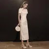 Ubranie etniczne chińskie lato tradycyjny sukienka cheongsam prosta styl kobiety dziewczęca młode eleganckie retro bodycon ulepszone długie qipa317J
