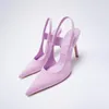 Dress Shoes High Heels Women 2023 Autumn Stiletto Pumps Casual Pointed Toe Slingback Woman Pink Heeld Sandals Fashion Party