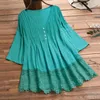 Women's Blouses Women Tops And Spring Summer Cotton Lace Blouse Crochet Shirt 3/4 Sleeve V Neck Loose Plus Size