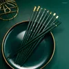 Chopsticks Jankng 5 Par av icke-halkhaltig hög temperaturbeständig kinesisk legering återanvända miljövänlig servisuppsättning