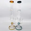 17 tum Aqua Golden Big Glass Bong Water Pipe Bubbler med skål och kvartsbanger gratis