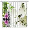 Rideaux de douche zen Bouddha rideau de douche de douche verte bambou fleur polyester tissu étanche massage massage en pierre orchidée de salle de bain rideaux