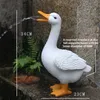 Garden Decorations Resin Spary Water Duck Statues Miniature Fairy Garden Decorative Figurines Outdoor House Decorations for Garden Yard Fountain L230714