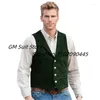 Herenvesten heren pak vest suede lederen vier knoppen vintage vest met revers voor grostenmen bruiloft gilet homme