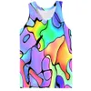 Herrtankstoppar Psychedelic Rainbow for Men Summer Abstract Stripe Graphic 3D Print ärmlös Sport Gym Hip Hop Hop Hop -strandväst 230713