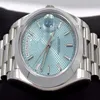 Luxury Mens Platinum DAY-DATE 228206 41mm Steel Blue Diagonal Automatic Mechanical Watch Brand New Sports Wrist Watc351R