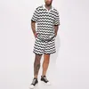 Men's Tracksuits Fashion Striped Jacquard Knit Outfits Men Two Piece Sets Summer Casual Short Sleeve Lapel Polo Shirt And Shorts Men's Suits 230713