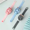 Electric Fans Portable Wrist Strap Mini Watch Hand Held Fan USB Charging Small Cartton Design Rechargeable Fans with Colorful LED Lights