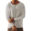 Camisetas para hombre, ropa de calle, Jersey Vintage de manga larga de Color sólido, camiseta informal holgada con cuello en V para primavera y verano, camisetas para hombre 2023