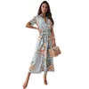 2023 Urban Sexy Dresses Spring/Summer New Short Sleeve V-Neck Bohemian Shirt Dress Women