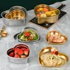 Teller im koreanischen Stil, 304 Edelstahl, herzförmiger Teller, Snack-Tablett, Kuchen, Dessert, Obst, Scheibe, Grillbuffet