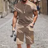 Männer Trainingsanzüge Sommer Kurzarm 2-teiliges Set Trainingsanzug Mode Tops 2023 Outfit Casual Strand 3D Gedruckt Luxus Lustige straße