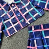 Camisetas Qunq 2023 verano niñas Turn Down Collar Plaid largo sin mangas Top Falda plisada 2 piezas conjunto Casual ropa para niños edad 3 T 8 T 230713