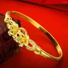 Länkarmband dubai 24k guldfärg metall oval charm för kvinnor armband lyxiga smycken 2023 mode lycklig blomma form mor gåva