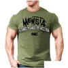 Erkek Tişörtleri Yaz Yeni Erkek Spor Salyıları T Shirt Crossfit Fitness Vücut İnşa Moda Erkek Kısa Pamuk Giyim Markası Tee Tops Del Del Dh7eq