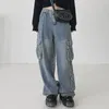 Femmes Baggy Jeans Taille Basse Grandes Poches Lâche Hip Hop Grunge Jeans Pantalon