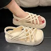 Sandaler Platform Weave Hollow Design Women Slingback Sandaler Summer Vacation Beach Slides Soft Non-Slip Casual Fashion Female Shoes 230714