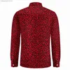 Men's Casual Shirts Leopard Spots Shirt Men Red and Black Casual Shirts Spring Y2K Custom Blouses Long Sleeve Vintage Oversize Clothing Gift Idea T230714