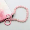 Schlüsselanhänger, rosa Glasperlen, Anti-Verlust-Telefongurt, Telefonschmuck, Handgelenk-Lanyard-Kette für Frauen, Männer, Jahrestagsgeschenk