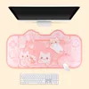 Extra Large Kawaii Gaming Mouse Pad Cute Pastel Pink Sakura Cat XXL Big Desk Mat Water Proof Nonslip Laptop Desk Accessories