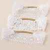 Korean Style Princess White Lace Hollow Flower Embroidery Headband Nylon Turban Soft Elastic Hairband Baby Girl Hair Accessories