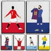 Modern Football Sports Star Canvas Målningsaffisch och tryck fotbollsspelare Figurer Konstvägg Bilder för vardagsrum Boy Bedroom Gift Decor W06