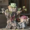 Jardinières Pots Américain Cassé Racine Forme Bois Succulent Résine Pot De Fleur Extérieur Balcon Ameublement Artisanat Jardin Villa Ornements Décoration L230714