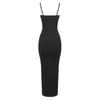 Casual Dresses Est Style Women Fashion Summer Black Bodycon Dress Sexy Spaghetti Strap With Eyelet Cross String Design Party Red Carpet Gown