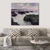 Canvas Art Claude Monet malowanie skał w Pourville Low Tide Ręcznie robione dzieła sztuki żywy wystrój do piwnicy z winami