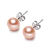 Boucles d'oreilles Flowerbride à la mode de haute qualité vraies perles d'eau douce naturelles colorées femmes filles 925 épingles d'oreille en argent Sterling