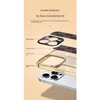 Carcasa para iPhone 15 14 13 12 Pro Max ProMax 13Pro Marco galvanizado con lente de vidrio Funda de teléfono con textura a cuadros de cuero de alta gama a prueba de golpes