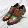 Итальянский стиль 3706 Мужские крылышки Oxfords Осуренные кожаные мужские шнурки формальные офисные свадебные туфли для мужчин