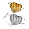 Tigelas Portáteis Mini Panela de Sopa Cozinha em Forma de Coração Panela Dupla de Aço Inoxidável Pequena
