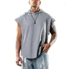 Herrtröjor sommar ärmlösa män sportkläder cool hoody tops gym sport smal fitness hooded male t-shirts muskel tröja