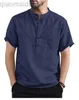 T-shirts pour hommes taille américaine homme solide blanc bleu T-shirts 2023 été nouvelle vente chaude hommes coton lin mélangé polos à manches courtes S-2XL L230713