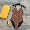 Moda de banho feminina monokini com letras completas sexy estampada sem costas maiô marca maiô com decote em V peça única
