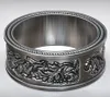 Anelli a grappolo 13g Vintage Floral Pattern Wedding Band Coppia Art Relief 925 Solid Sterling Silver