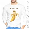 Felpe con cappuccio da uomo Pugnana manica lunga Pug Carlini Cane Cani Carino Kawaii Divertente Divertimento Gioco di parole Punny Cibo Animale Foodimal Banana Banane