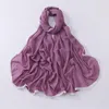 Scarves Muslim Bubble Chiffon Hijab Scarf Women High Quality Solid Pom Chain Wrap Neck Soood Beach Cover-up Foulard 180 70cm