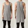 Mens Tank Tops Summer men women cotton long tank top side split street hip hop undershirt man black white gray casual sleeveless shirt gym vest 230713